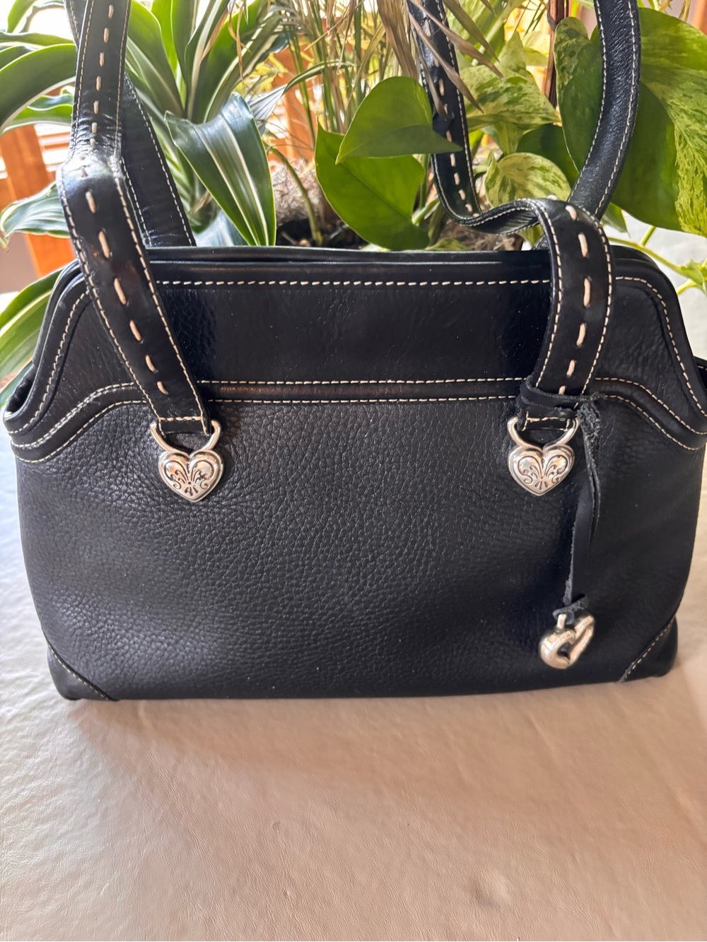 Brighton Black Women's Leather Bag with Heart Charm